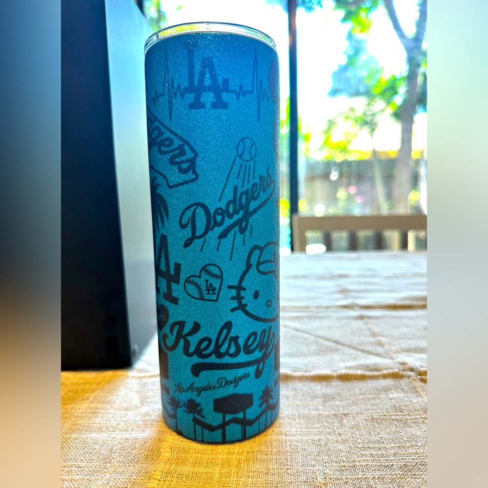 LA Dodgers 20 oz skinny tumbler. Los Angelos Blue Glitter girly cute BOGO OFFER!